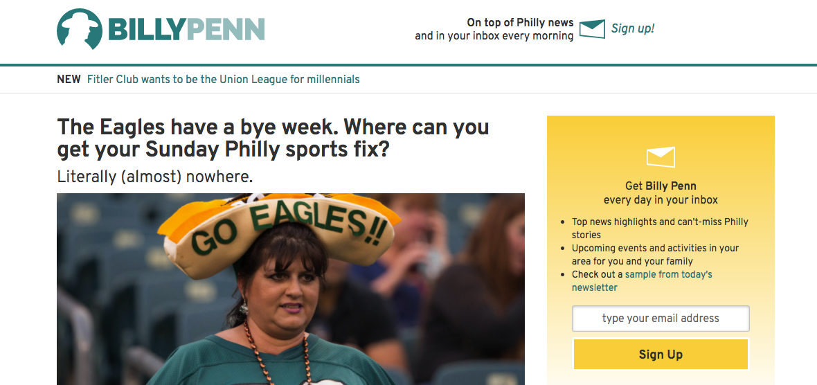 a screenshot of a BillyPenn article about where you can buy your Eagles merch