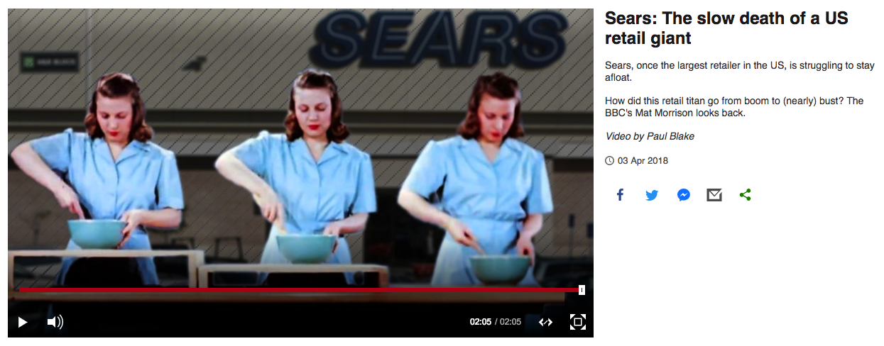 a screenshot of a YouTube video about the slow death of a US retail giant